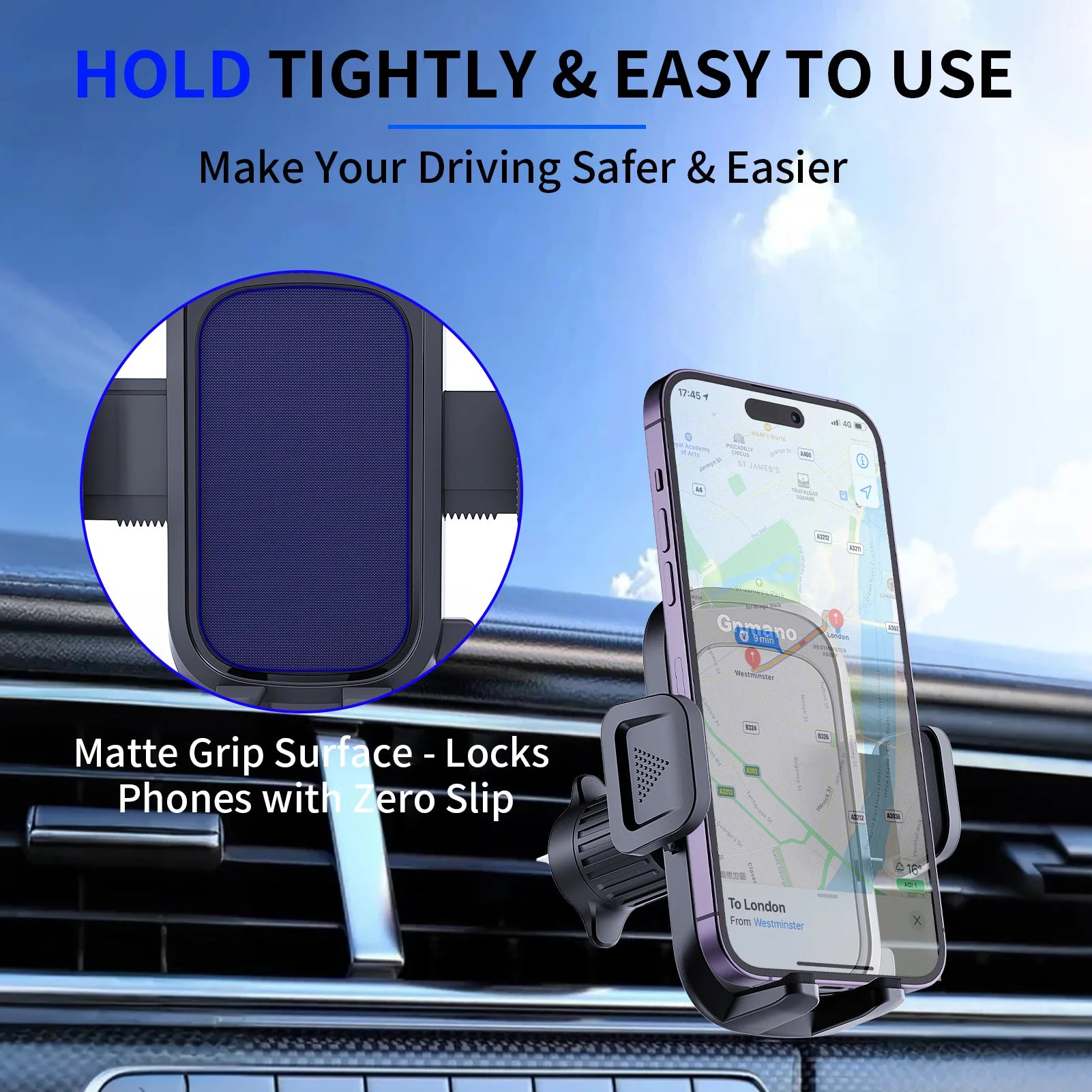 Car Phone Holder With Powerful Suction For Dashboard - Smarsty