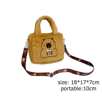 Kawaii Capybara Plush Backpack for Women Versatile Cartoon Funny Capibala Crossbody Bag aLrge Capacity Tote Bag - Smarsty