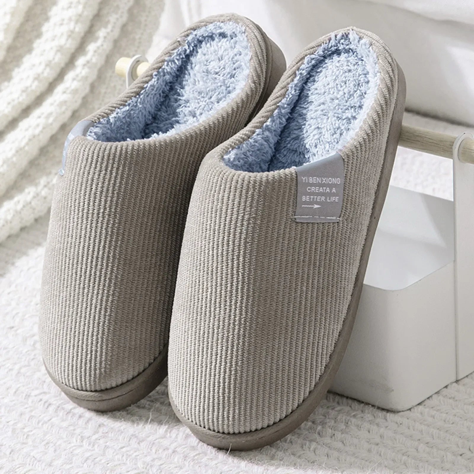 NEW Women's Men's Casual Thick Soft Bottom Home Slippers Household Plush Slippers Anti-slip Thermal Slippers Indoor Winter Flats - Smarsty
