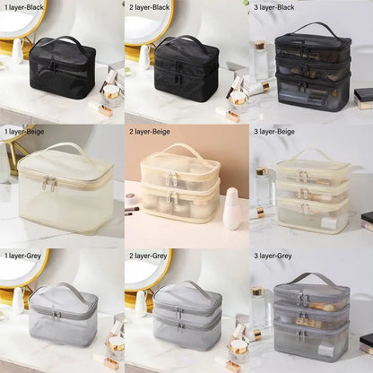 Transparent Mesh Travel Cosmetic Bag With Large Capacity - Smarsty