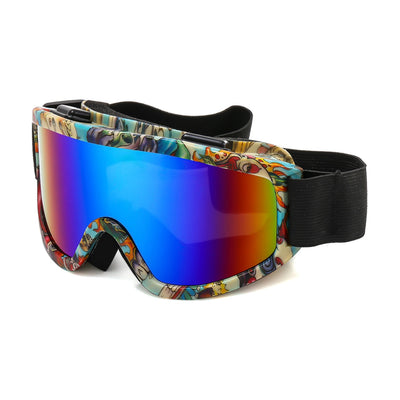 Large Frame Ski Goggles with Colorful Lens Anti-Collision Anti-Glare Lens Outdoor Sport Snow Snowboard for Snowboarding Skiing - Smarsty