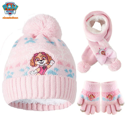 Kids Cartoon Winter Hat Scarf Set With Gloves Warmth - Smarsty