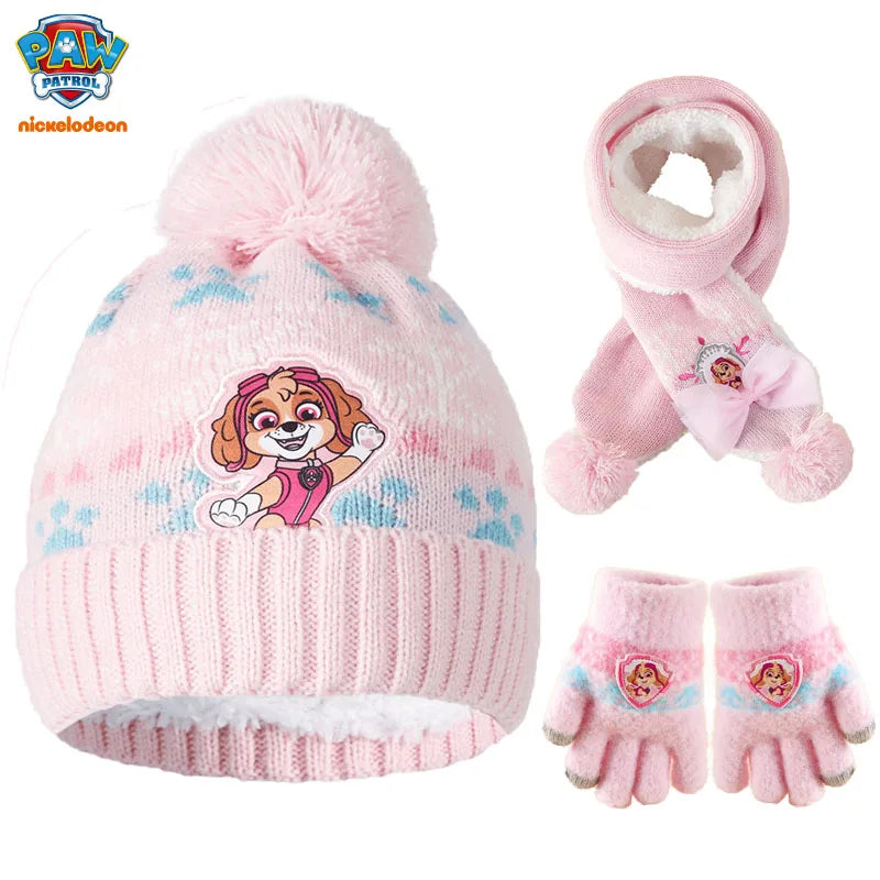 Kids Cartoon Winter Hat Scarf Set With Gloves Warmth - Smarsty