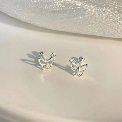 925 Silver Tragus Piercing Helix Studs Butterfly Heart - Smarsty