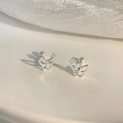 925 Silver Tragus Piercing Helix Studs Butterfly Heart - Smarsty