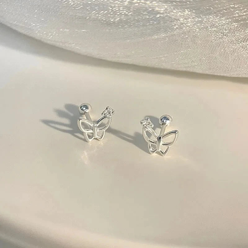 925 Silver Tragus Piercing Helix Studs Butterfly Heart - Smarsty