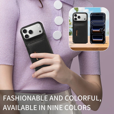 Crossbody PU Leather Phone Case for IPhone17 16 15 14 13 12 11pro Max Plus Mini Air 16e with Stand & Card Slots Wallet Cover