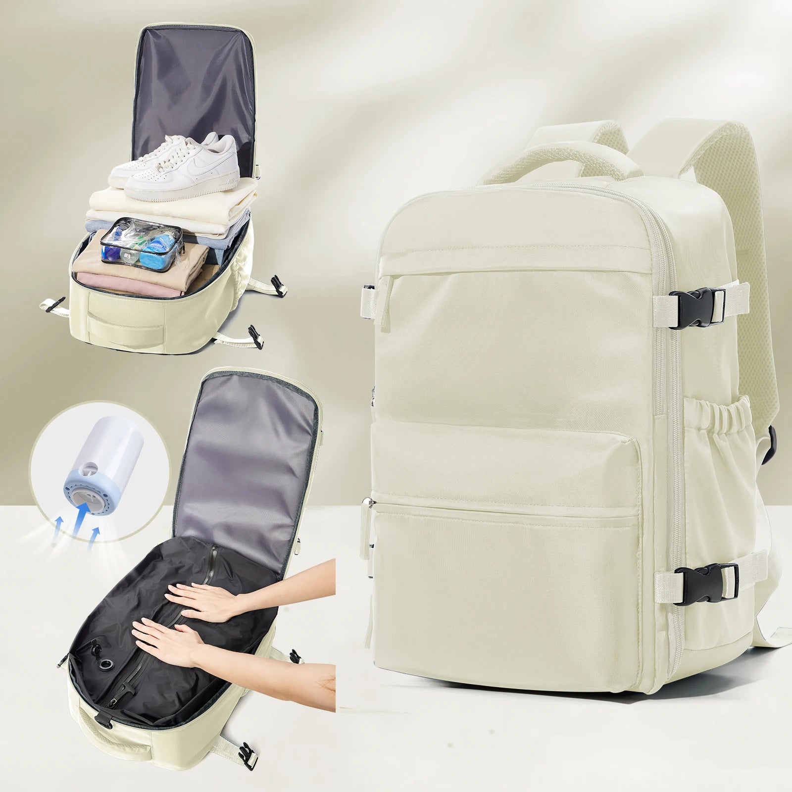 Vacuum Backpack Travel Bag for Men Large Capacity Backpack Business Laptop Backpack Women Men Expandable Backpack School Bag - Smarsty