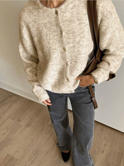 Hirsionsan Elegant Long Sleeve Sweater Women 2024 New Single-Breasted Female Casual Cardigan Soft Cashmere Knitted Outwear - Smarsty
