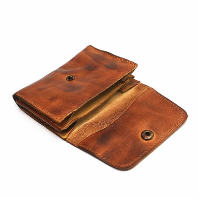 Genuine Leather Wallet for Men Women Brand Vintage Handmade Short Small Men's Wallets Card Holder Original Leather Coin Purse - Smarsty