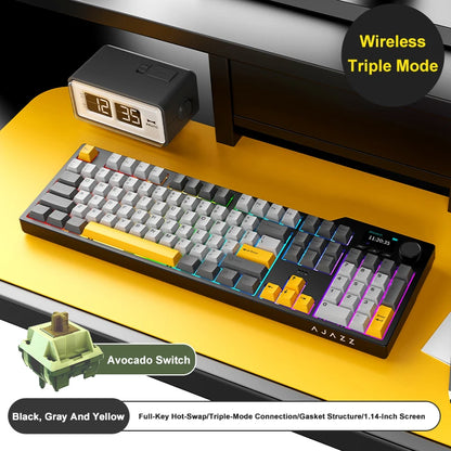 Tri Mode Gaming Keyboard With Hot Swap 104 Keys Gasket