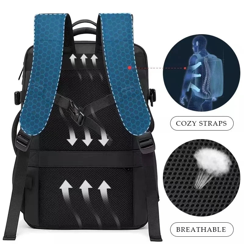 BANGE Travel Backpack Men Business Backpack School Expandable USB Bag Large Capacity 17.3 Laptop Waterproof Fashion Backpack - Smarsty