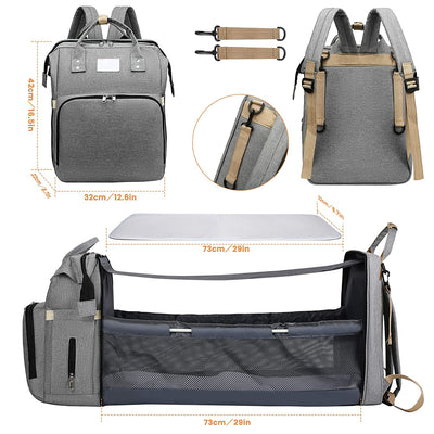 Fashionable Mommy Bag Folding Baby Bed Mother Large Capacity Portable Milk Bottle Diaper Double Shoulder Mom's Bag by Smarsty