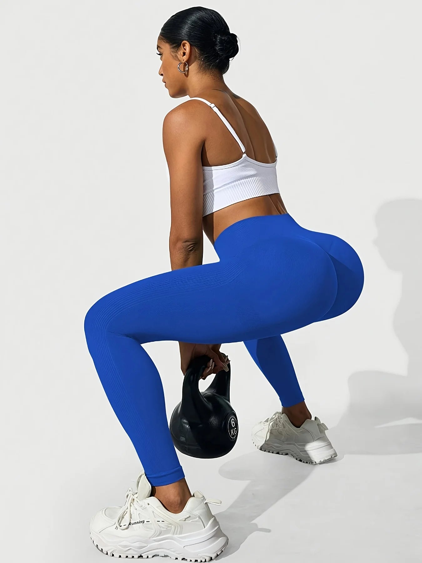 CZGUKE Women's seamless gym yoga pants high waist peach hip solid color tight fitting sports pants yoga cycling sports pants - Smarsty