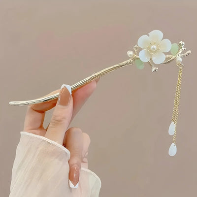 1/6pcs Elegant Chinese Style Tassel Hair Stick Traditional Floral Design Hairstyle Accessory Women Jewelry Hairpin Hairneedle - Smarsty