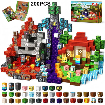 300pcs Warped Forest Magnetic Building Blocks Set, My World Figures Bricks, STEM Educational Toys for Kids, Gifts for Boys Girls