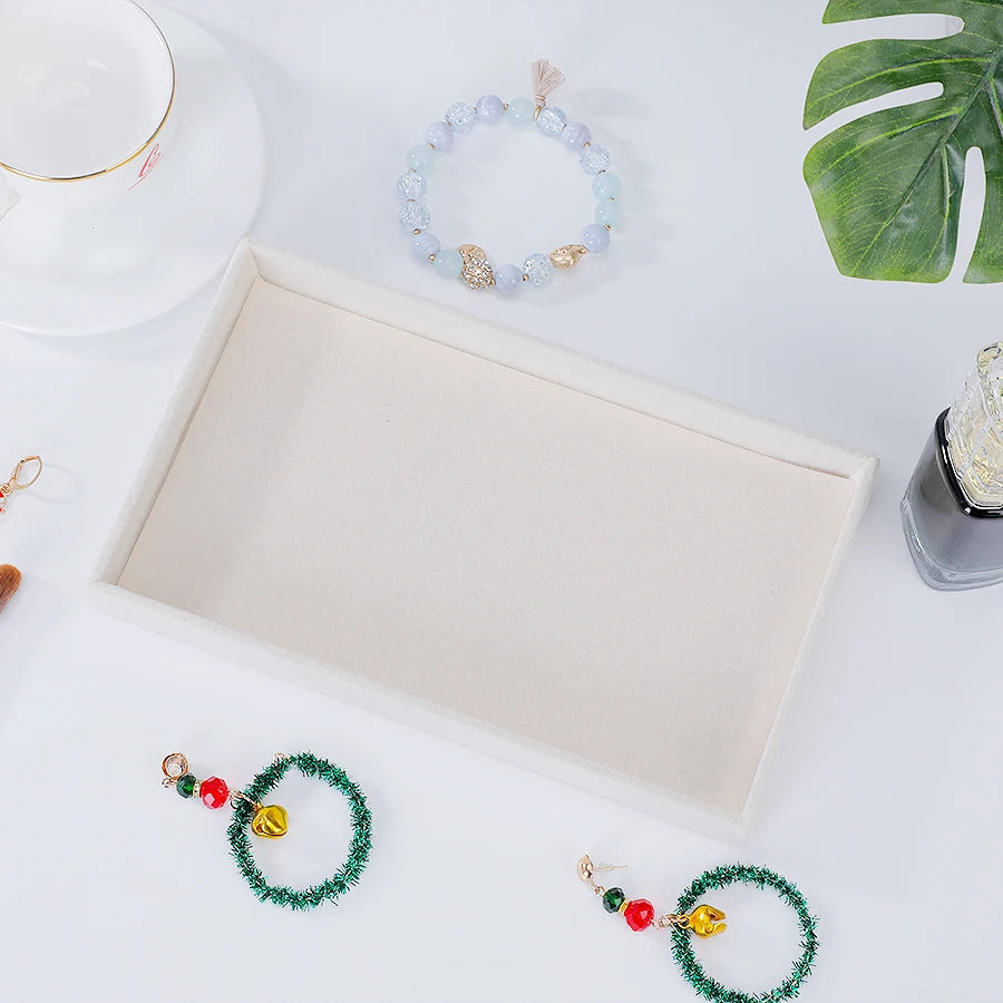 Beige Flocking Jewelry Box with Exquisite Design - Smarsty