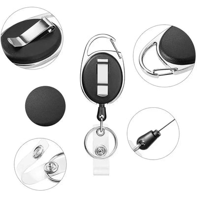 Retractable Badge Reel with Card Holder Reel Clip Key Ring Retractable ID Card Holder Key Chain Holders for Office Name Tag - Smarsty