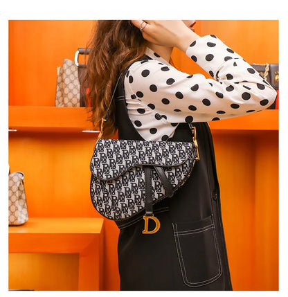 Studded Embroidered Shoulder Crossbody Bag Saddle Handbag - Smarsty