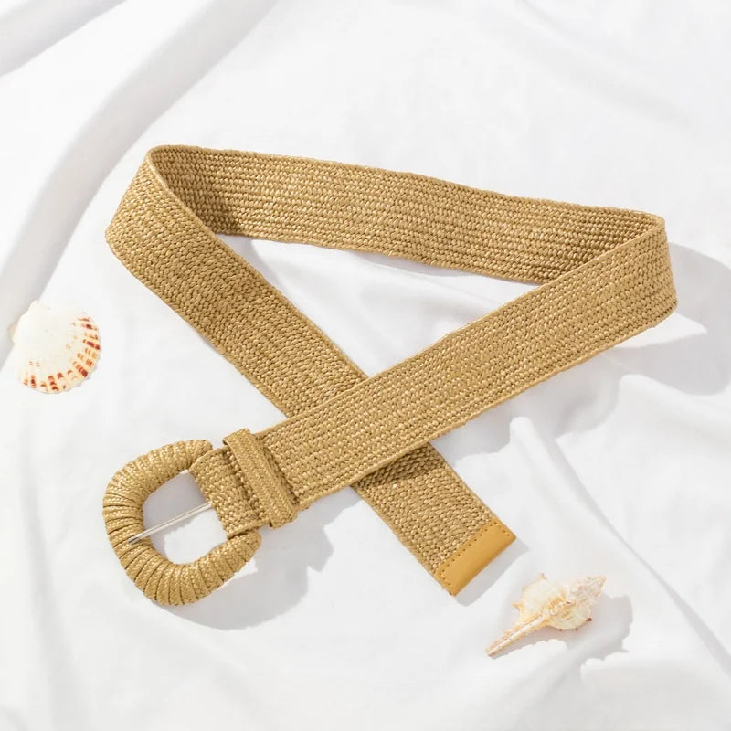 Retro Women Braided Wide Pin Buckle Belt Summer Fashion - Smarsty