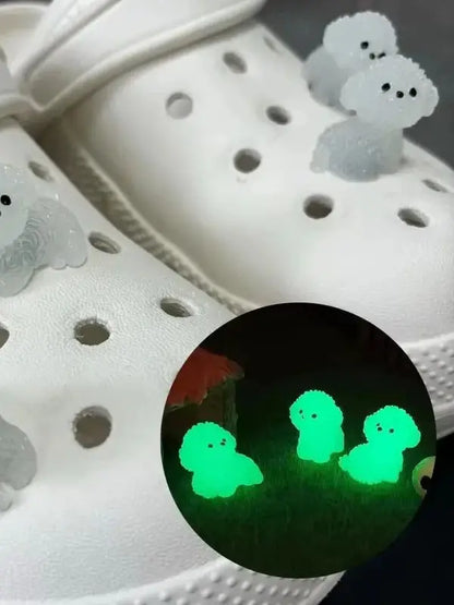 1/4Pcs/Set Luminescence 3D Cute Puppy Shoe Decoration Diy Shoes Charms Used For Clogs Sandals Perfect For Holiday Xmas Gifts