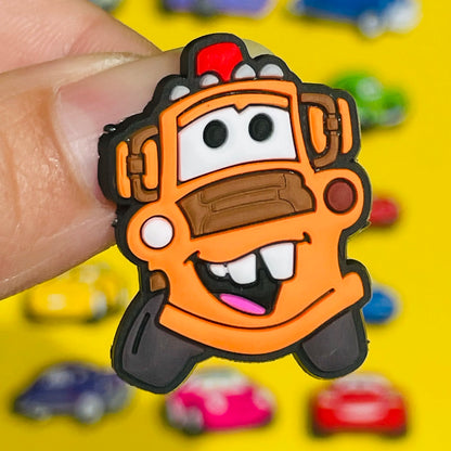 1Pcs Mix Cars Luigi Ramone Lightning McQueen PVC Shoe Charms Kids Popular Buckle Decorations Fit Birthday Gifts