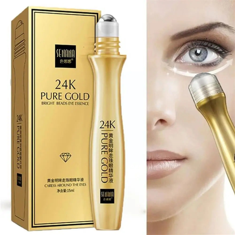 24K Gold Eye Roller Cream for Dark Circles and Puffiness - Smarsty