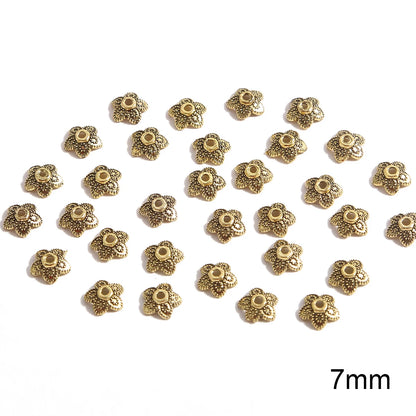 50pcs Tibetan Silver Leaf Flower Bead Caps for Jewelry Making - Smarsty