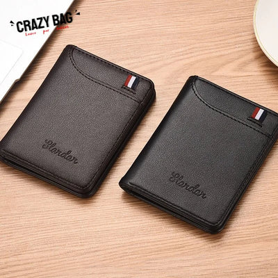 [Crazy Bag] Ultra Thin Men's Wallet Vertical Small Card Holder - Smarsty