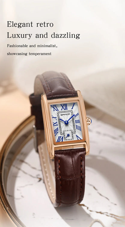 SANDA 1116 Women's Luxury Quartz Watch with Leather Strap - Smarsty