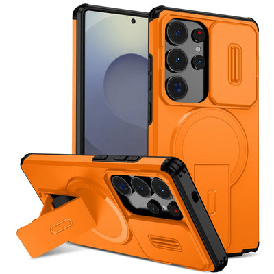 Lens Protect Camera Phone Case for Samsung S25 FE S24 S23 Ultra S22 Plus A17 A36 A56 A16 A15 A35 A55 Magnetic Kickstand Cover