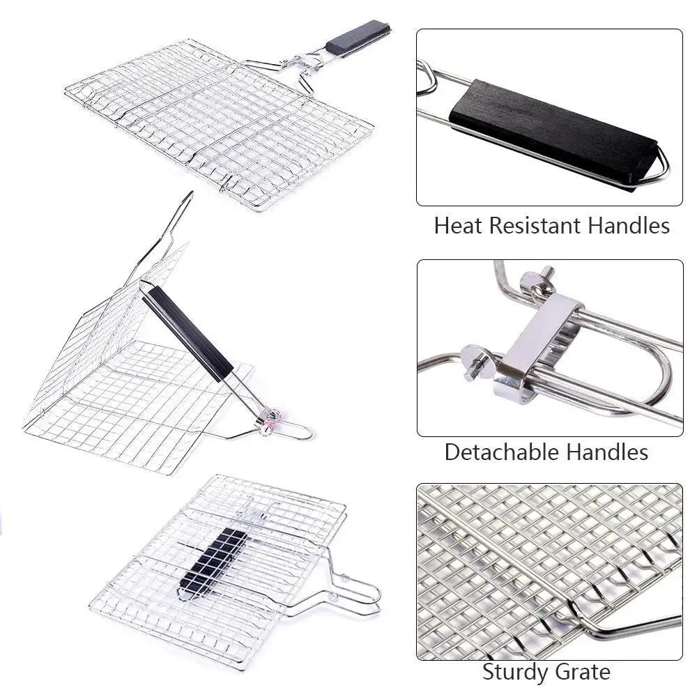 Stainless Steel Non Stick BBQ Grilling Basket for Easy Cooking - Smarsty
