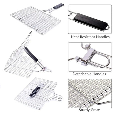 Stainless Steel Non Stick BBQ Grilling Basket for Easy Cooking - Smarsty