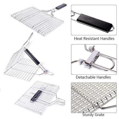 Stainless Steel Non Stick BBQ Grilling Basket for Easy Cooking - Smarsty