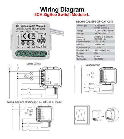 GIRIER Tuya ZigBee Smart Switch Module No Neutral Required - Smarsty