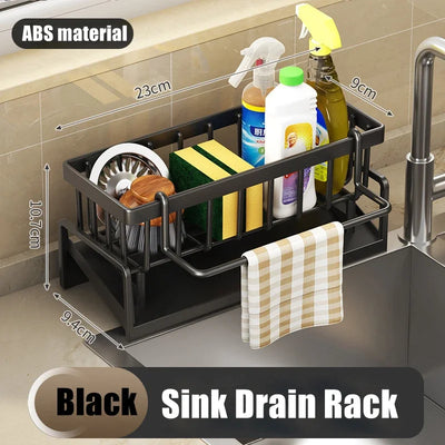 Kitchen Shelf Rag Storage Drainage Shelf No-Punch Storage Rack Home Spice Rack Sink Tap Sink Drainage Rack Kitchen Accessories by Smarsty