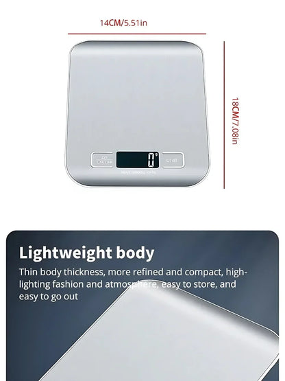 5kg/1g Digital Kitchen Scale LED Stainless Steel High-precision Electronic Scales Home Jewelry Food Weighing Baking Tools