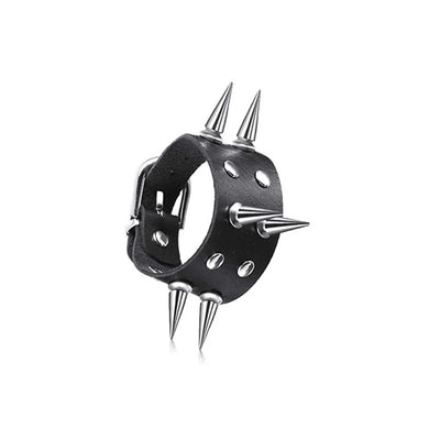 Adjustable Punk Rock Studded Leather Bracelet Set - Smarsty
