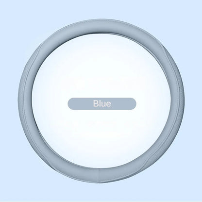 Napa Leather Perforated Patchwork Car Steering Wheel Cover, Non-slip, Breathable, Universal 15 Inch (Approx. 38cm)