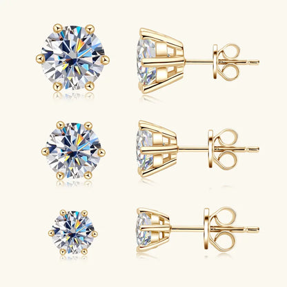 Certified Moissanite Stud Earrings 18K Plated Silver - Smarsty