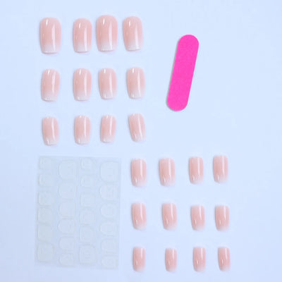 Glossy Pink Press On Nails 24pcs Full Cover Elegant Style - Smarsty