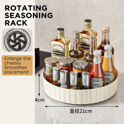 Rotating Tray Spice Rack Pantry Cabinet Turntable With Base Storage Bin Kitchen Organizer For Seasoning Cosmetic Storage Box by Smarsty