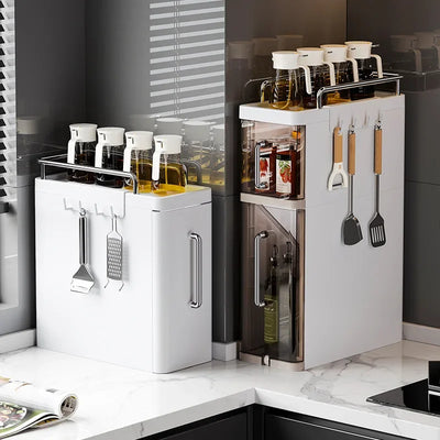 2/3 Layer Kitchen Spice Shelves Pull-Out Spice Organizer Shelf Household Multi-Functional Oil Salt Sauce and Vinegar Storage by Smarsty