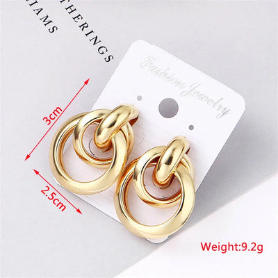 Gold Metal Drop Earrings with Irregular Heart Design for Women - Smarsty
