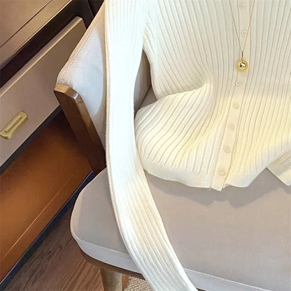 YuooMuoo Brand Fashion Knitted Tops 2025 New Y2K Embroidery Long Sleeve Cardigans Sweaters Korean Fashion Streetwear Lady Shirts - Smarsty