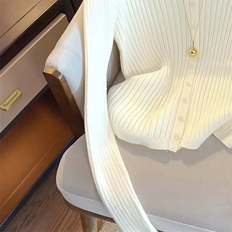 YuooMuoo Brand Fashion Knitted Tops 2025 New Y2K Embroidery Long Sleeve Cardigans Sweaters Korean Fashion Streetwear Lady Shirts - Smarsty