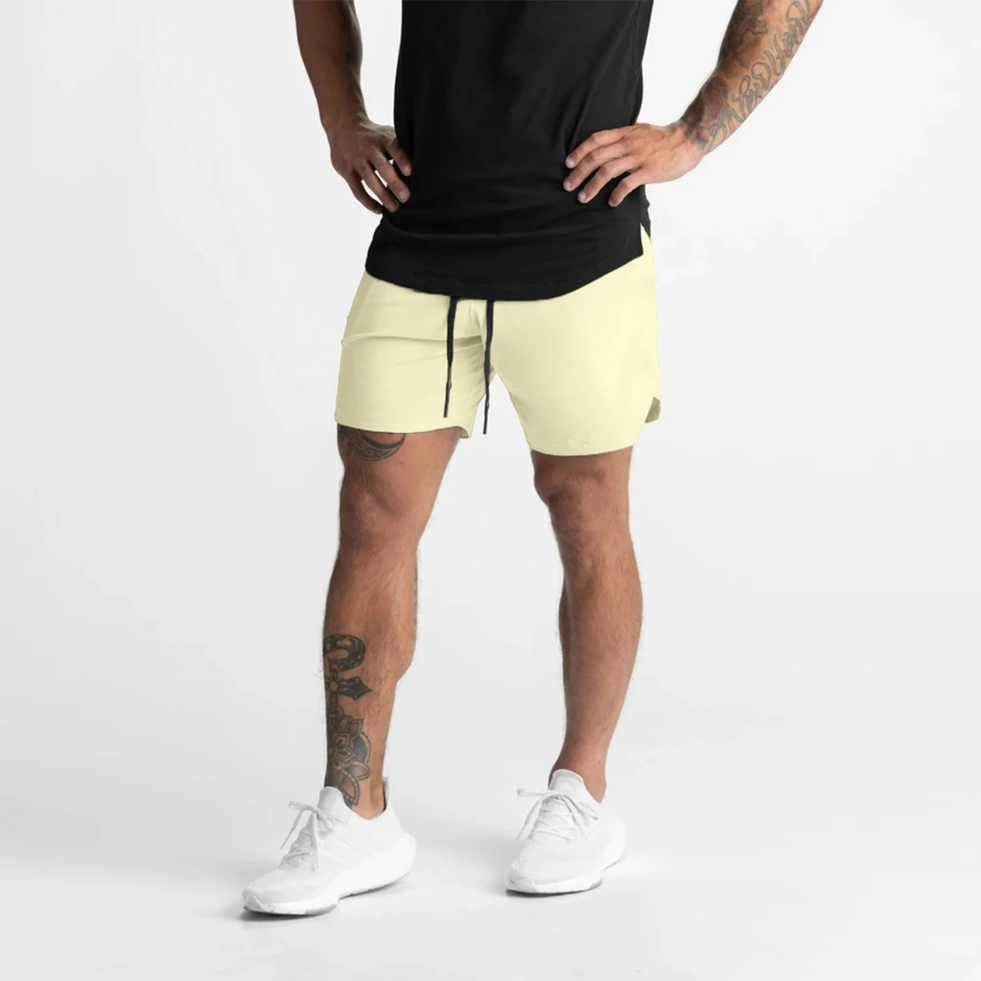 2024 New Men's Shorts Single-Layer Woven Quick Dry Solid Color Running Fitness Sports Casual American Fifth Pants Comfortable - Smarsty