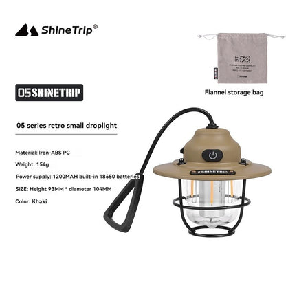 Shine Trip Outdoor Retro Smalldroplight, Campsite Lamp, Atmosphere Lamp, USB Charging Tent Light, LED Camping Hangling Lamp by Smarsty
