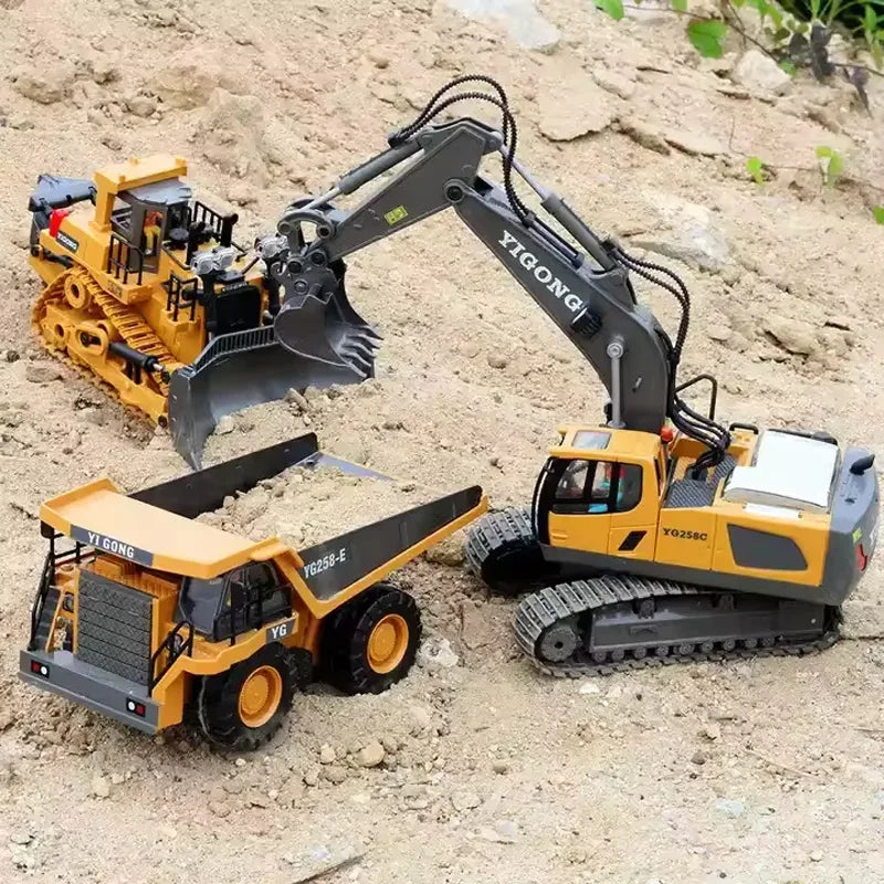 2.4G Remote Control Excavator Dump Truck RC Model Car Toy Professional Alloy Plastic Simulation Construction Vehicle Kids Gifts