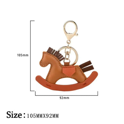 Women's Bag Charm Decoration Cartoon Rocking Wooden Horse Women's Leather Charm Bag Charm Key Chain Cute Bag Accessories Gifts - Smarsty